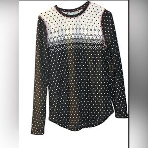 Cuddl Duds Climate soft holiday cozy long sleeve shirt pajama Medium black white